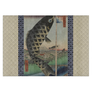 Japansk koi Hiroshige Fish Festival Flagga
