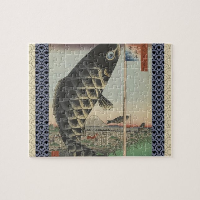 Japansk koi Hiroshige Fish Festival Flagga Pussel (Horisontell)