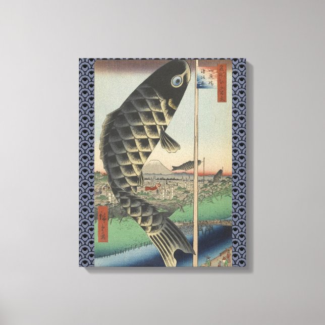 Japansk Koi Hiroshige Fisk Festival Flagga Canvastryck (Framsida)