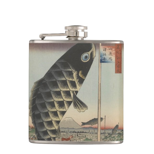 Japansk Koi Hiroshige Fisk Festival Flagga Fickplunta (Framsidan)