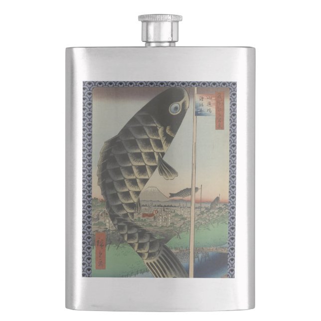 Japansk Koi Hiroshige Fisk Festival Flagga Fickplunta (Framsidan)