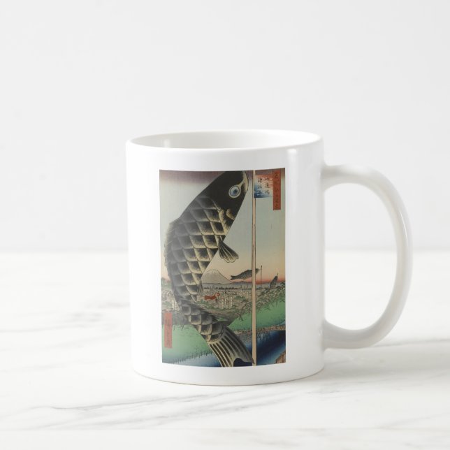 Japansk Koi Hiroshige Fisk Festival Flagga Kaffemugg (Höger)