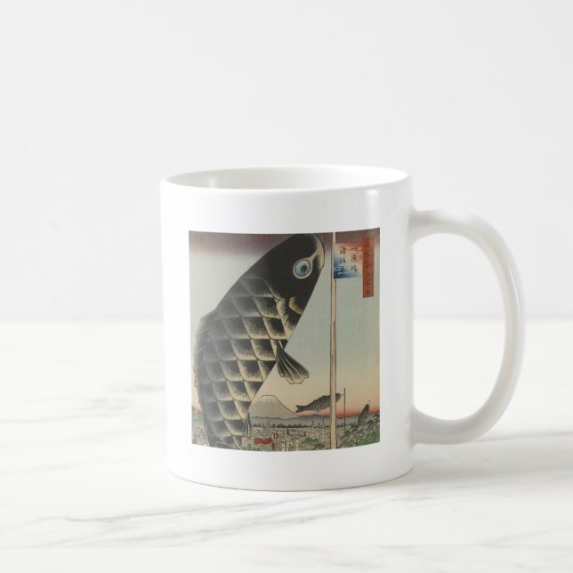 Japansk Koi Hiroshige Fisk Festival Flagga Kaffemugg (Höger)