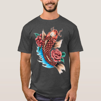 Japansk koi-karp med blommor t shirt