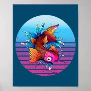 Japansk koi karp Vinkarare Sakura japansk fisk Poster