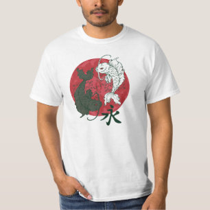 Japansk Koi Karp Yin och Yang design Tee Shirt