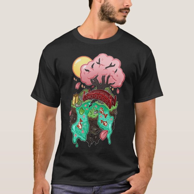 Japansk Koi Trädgårdskub T Shirt (Framsida)
