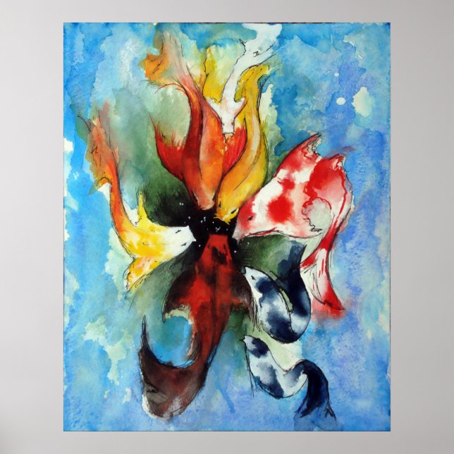 Japansk Koi-utskrift Poster (Framsidan)