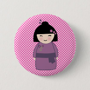 Japansk Kokeshi Doll Button Knapp