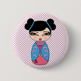 Japansk Kokeshi Doll Button Knapp