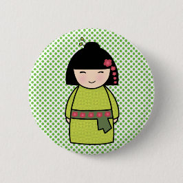 Japansk Kokeshi Doll Button Knapp