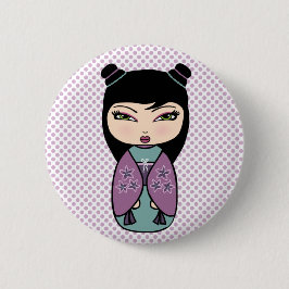 Japansk Kokeshi Doll Button Knapp