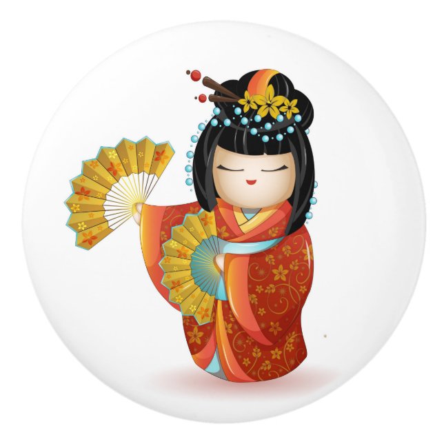 Japansk Kokeshi Doll Knopp (Framsidan)