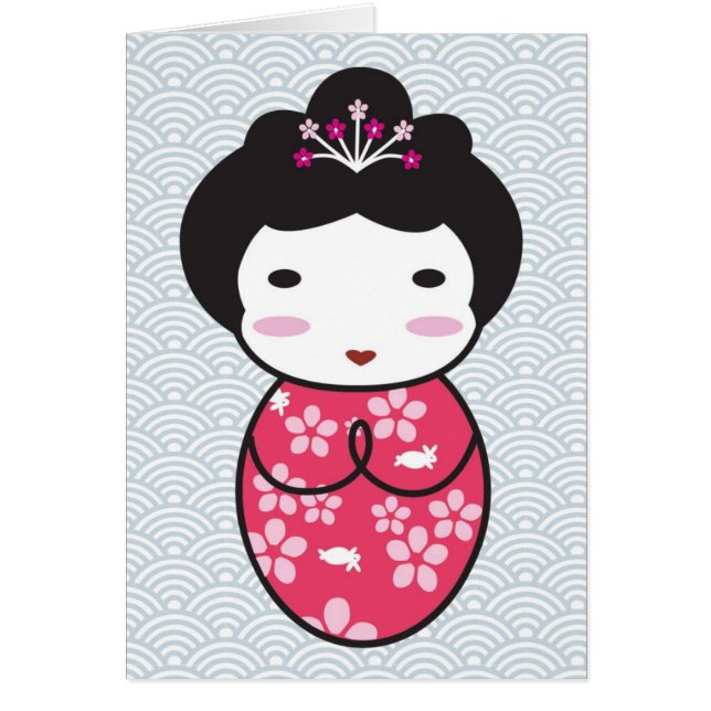 Japansk Kokeshi Doll OBS Kort (Framsidan)