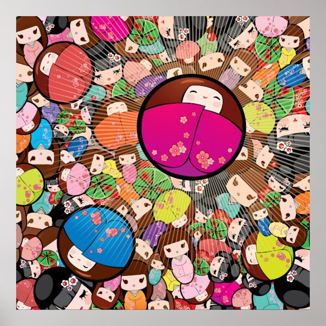Japansk Kokeshi Doll - Skriv ut Poster (Framsidan)