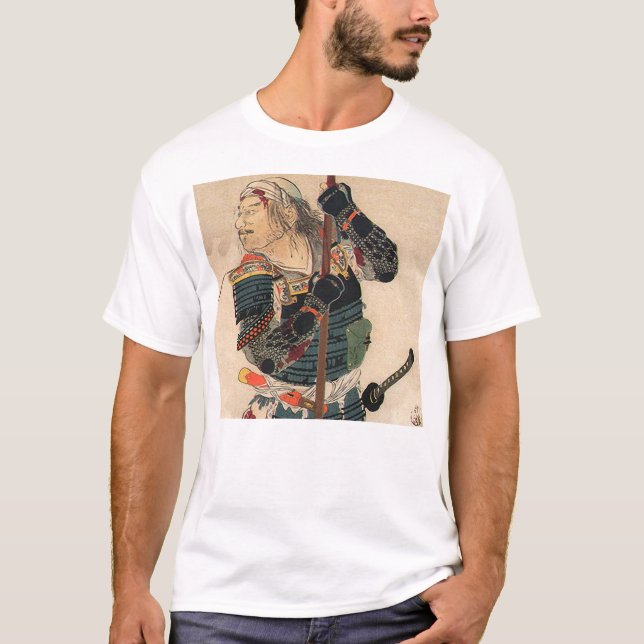 Japansk konst - en Samurai med den fulla T Shirt (Framsida)