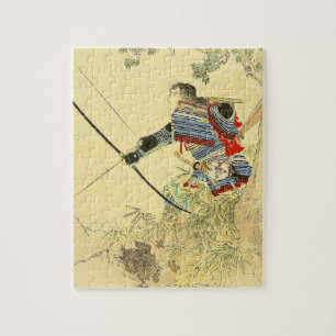 Japansk konst - en Samurai med en Longbow och Pussel
