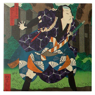 Japansk konst - en Samurai som ha på sig den Kakelplatta