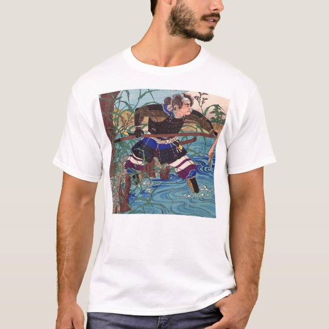 Japansk konst - en Samurairedo som ska anfallas T-shirt (Framsida)