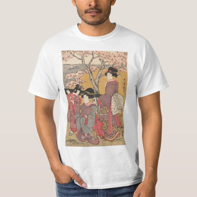 Japansk konst för klassikergeishadam t shirt (Framsida)
