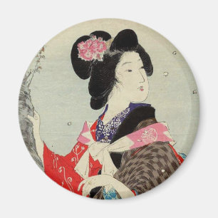 Japansk konst för kvinnadam Suzuki Kason Sakura Magnet
