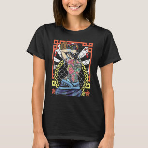 Japansk konst Geisha Orm Blomma T Shirt