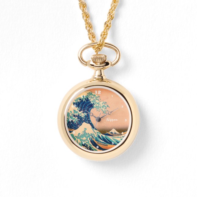 Japansk konst och Underbar våg av Kanagawa/Japan F Armbandsur (Framsida)