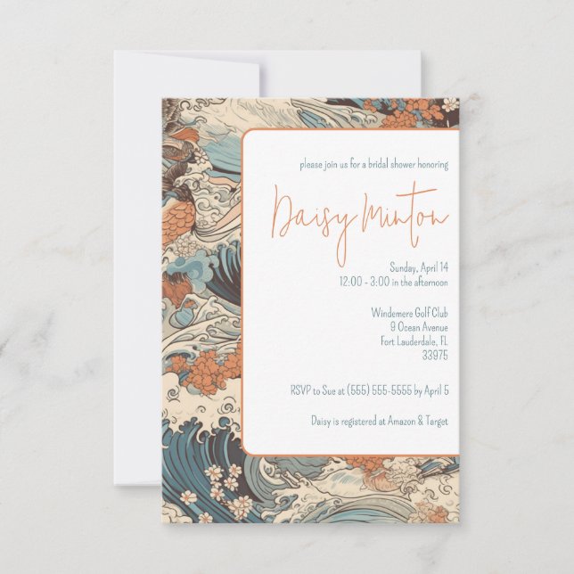 Japansk konst, Papper, Vinkara, Vatten Möhippa Inbjudningar (Framsida)