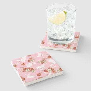 Japansk konst: Rosa Sakuras & Rabbits Stone Underl Stenunderlägg