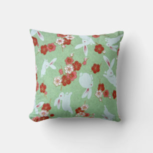 Japansk konst - Sakuras och kaniner - Pillow Kudde