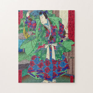 Japansk konst - Samurai i den Kabuki showen Pussel