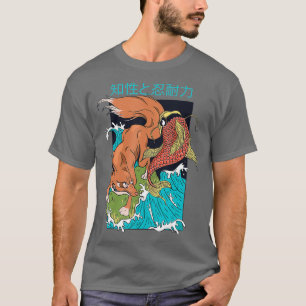 Japansk konst stil - räv- och koifisk t shirt