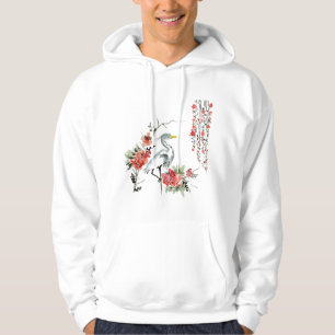 Japansk konst Trana Fågel Trädgård Stilfull Hoodie