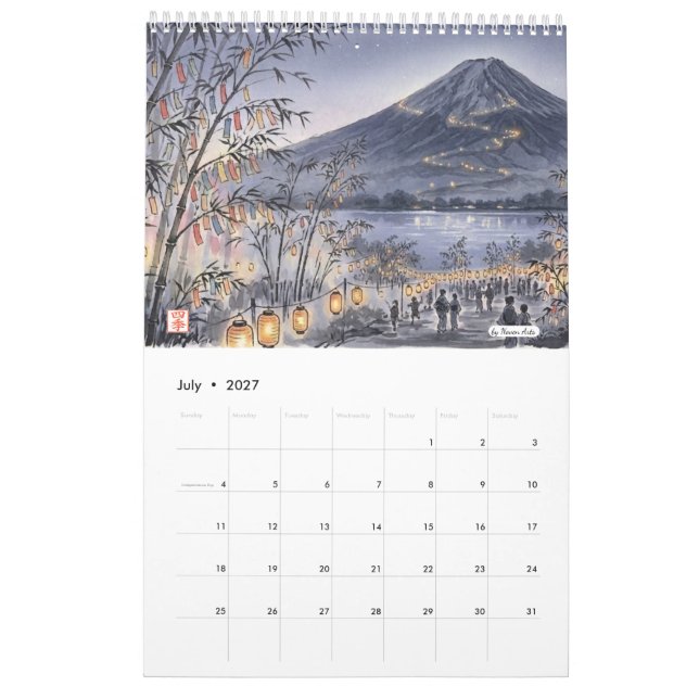 Japansk konst väggkalender 2027 - År för Fåret Kalender (Jul 2027)