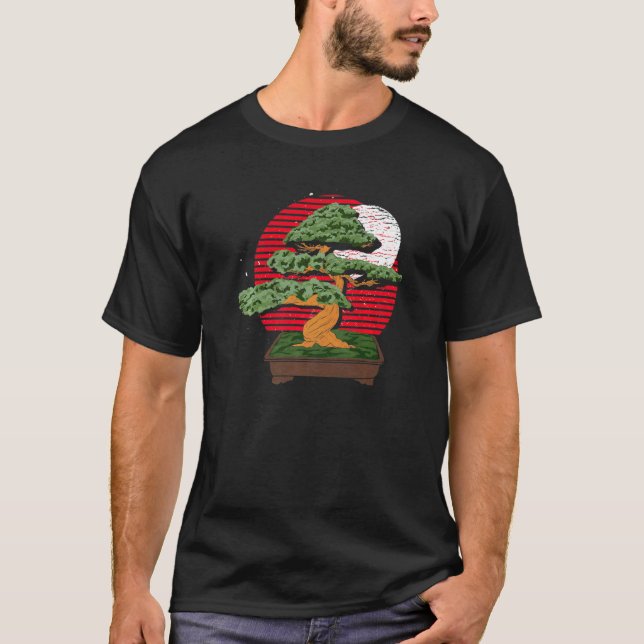 Japansk konstestetisk japansk kultur Retro Bonsai T Shirt (Framsida)