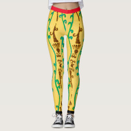 JAPANSK KONSTNÄR KORIN TRYCKTA LEGGINGS GUL