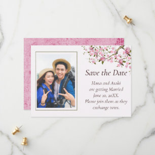 Japansk körsbärsblom Wedding Save The Date-kort Spara Datumet
