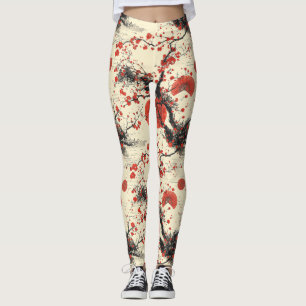 Japansk Körsbärsblomfansmönster (4) Leggings