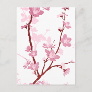 Japansk körsbärsblomma, mjuk rosa-blommar,gigly vykort