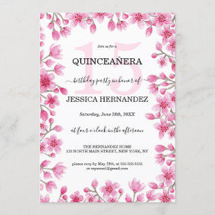 Japansk Körsbärsblommig Rabatt Quinceañera Inbjudningar