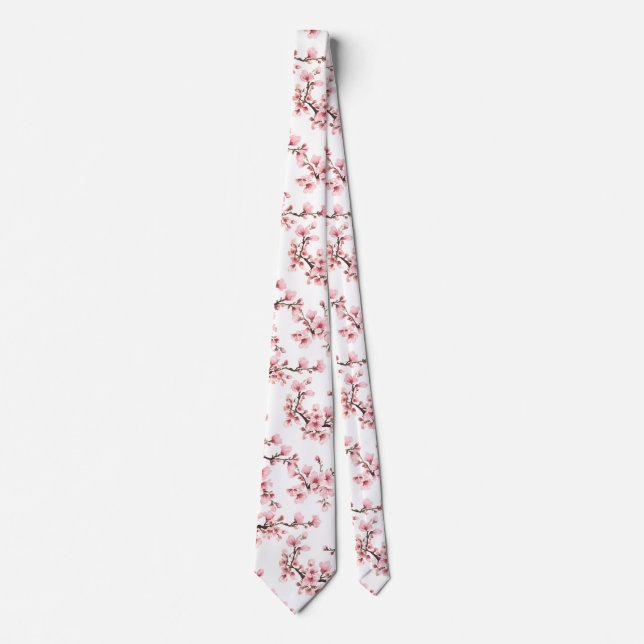 Japansk körsbärsblomning rosa blå bröllopsdammar slips (Framsida)