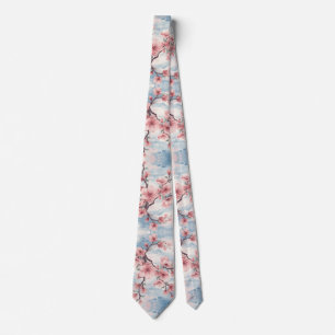 Japansk Körsbärsblomning Rosa Blå Slips