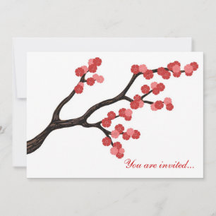 Japansk körsbärsblomsgren design i rosa. inbjudningar