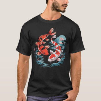 Japansk körsbärsblomstrande träd Koi Fisk Yin T Shirt