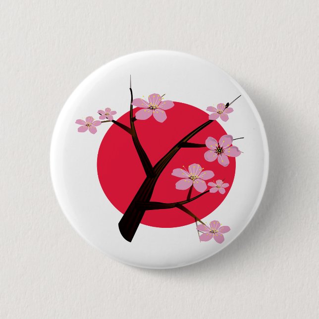 Japansk körsbärsröd blommartatuering knapp (Framsida)
