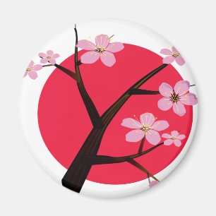 Japansk körsbärsröd blommartatuering magnet