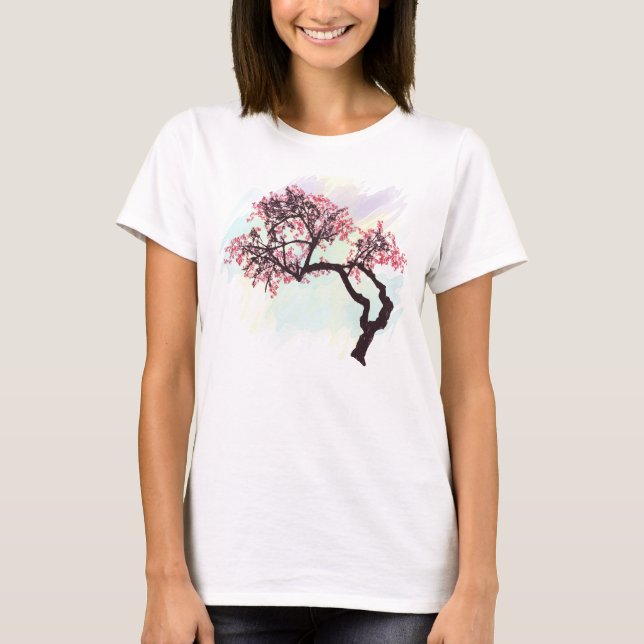 Japansk körsbärsröd skjorta för trädblommar T Tee Shirt (Framsida)