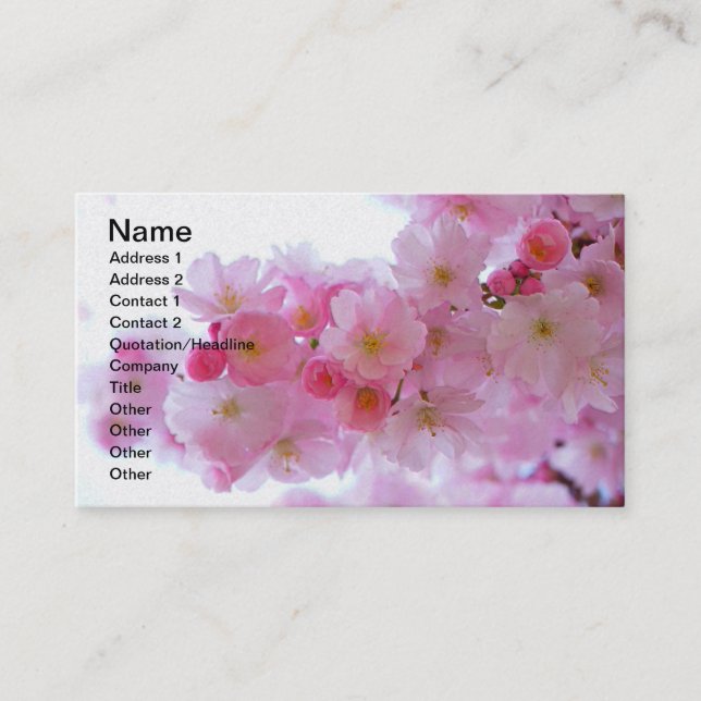 Japansk körsbärsröd trädblomma visitkort (Framsida)