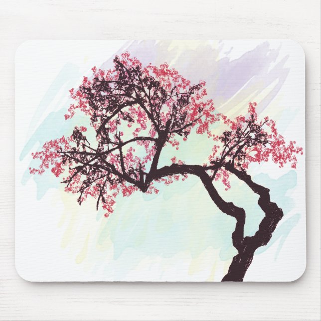 Japansk körsbärsröd trädblommar Mousepad Musmatta (Framsidan)