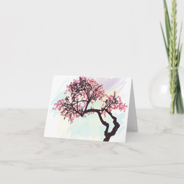 Japansk körsbärsröd trädblommar Notecard Kort (Framsida)